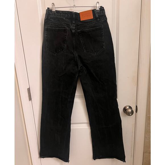 Princess Polly Wide Leg High Rise Black Wash Jeans Sz4 raw Hem Grunge Streetwear - Picture 2 of 8